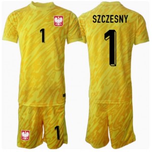 Fotbalové Dres Polsko Wojciech Szczesny #1 Brankářské Dětské Domácí Oblečení ME 2024 Krátký Rukáv (+ trenýrky)